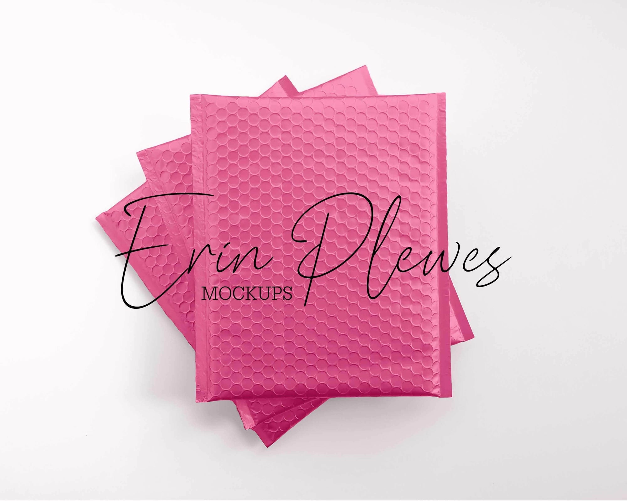 Download Bubble Mailer Mockup Set, Pink Bag Mock Up Flat Lay, Pink Poly Mailer