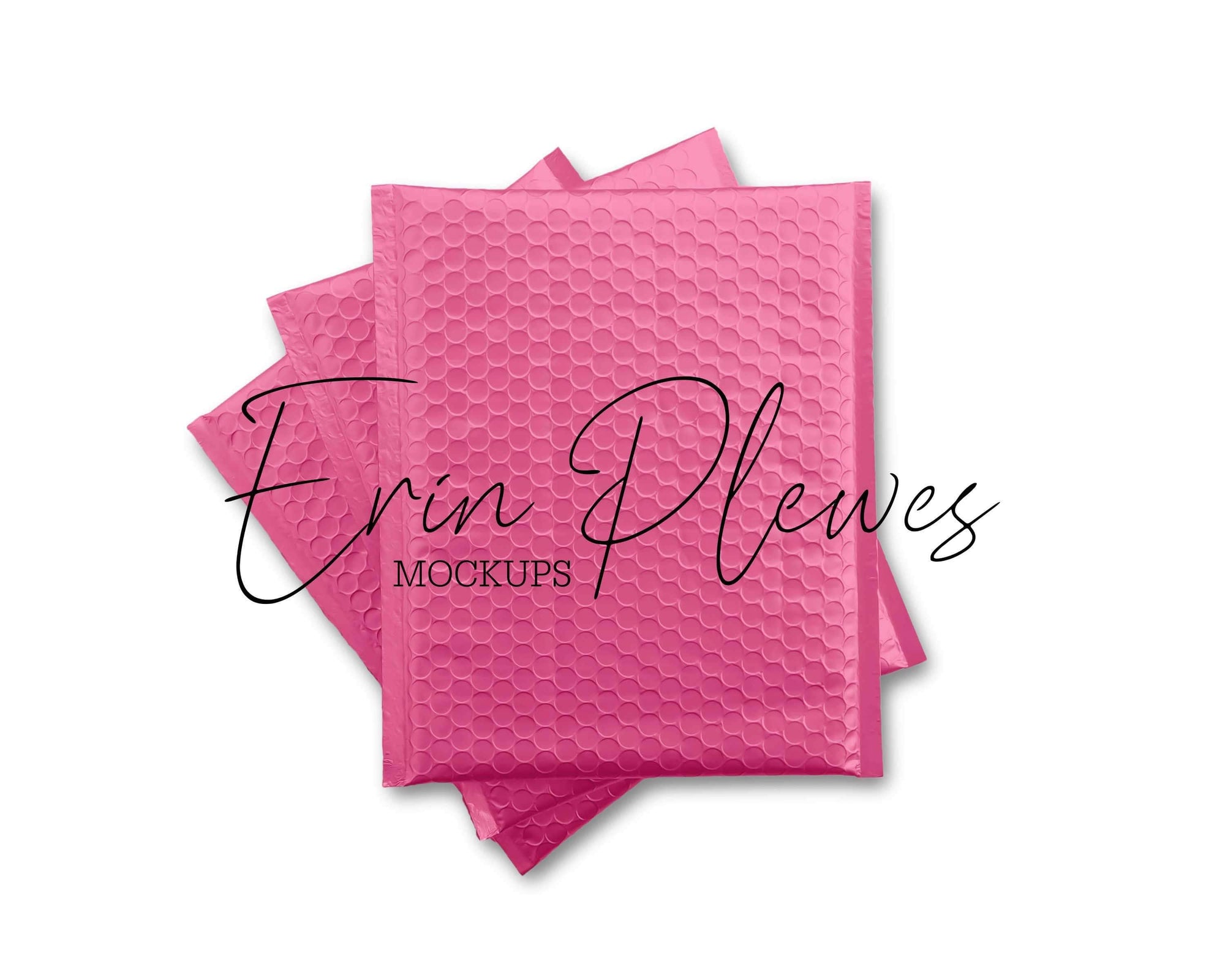 Download Bubble Mailer Mockup Set, Pink Bag Mock Up Flat Lay, Pink Poly Mailer