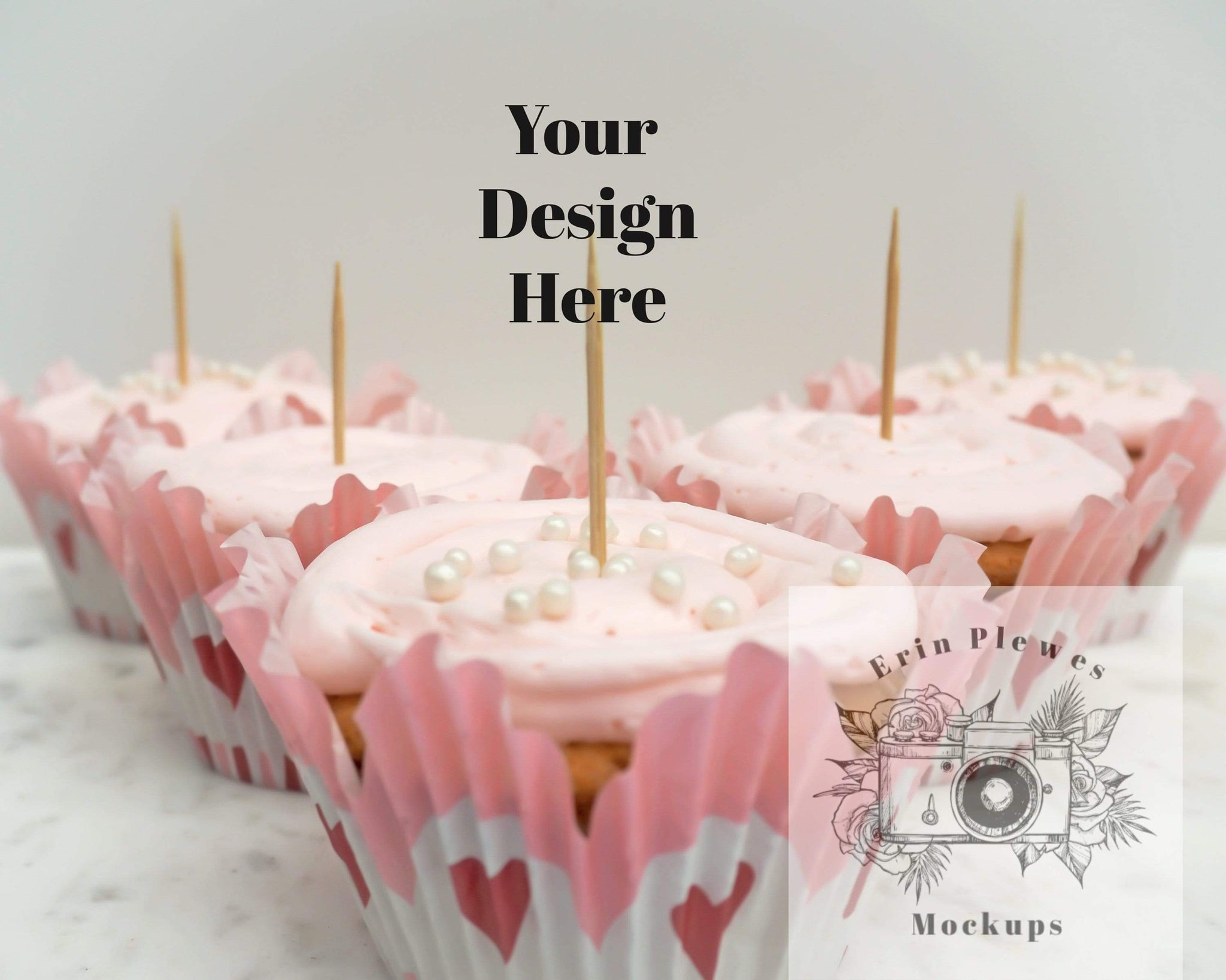 Download Cupcake Topper Mockup Birthday Cupcake Mock Up For Styled Stock Photo