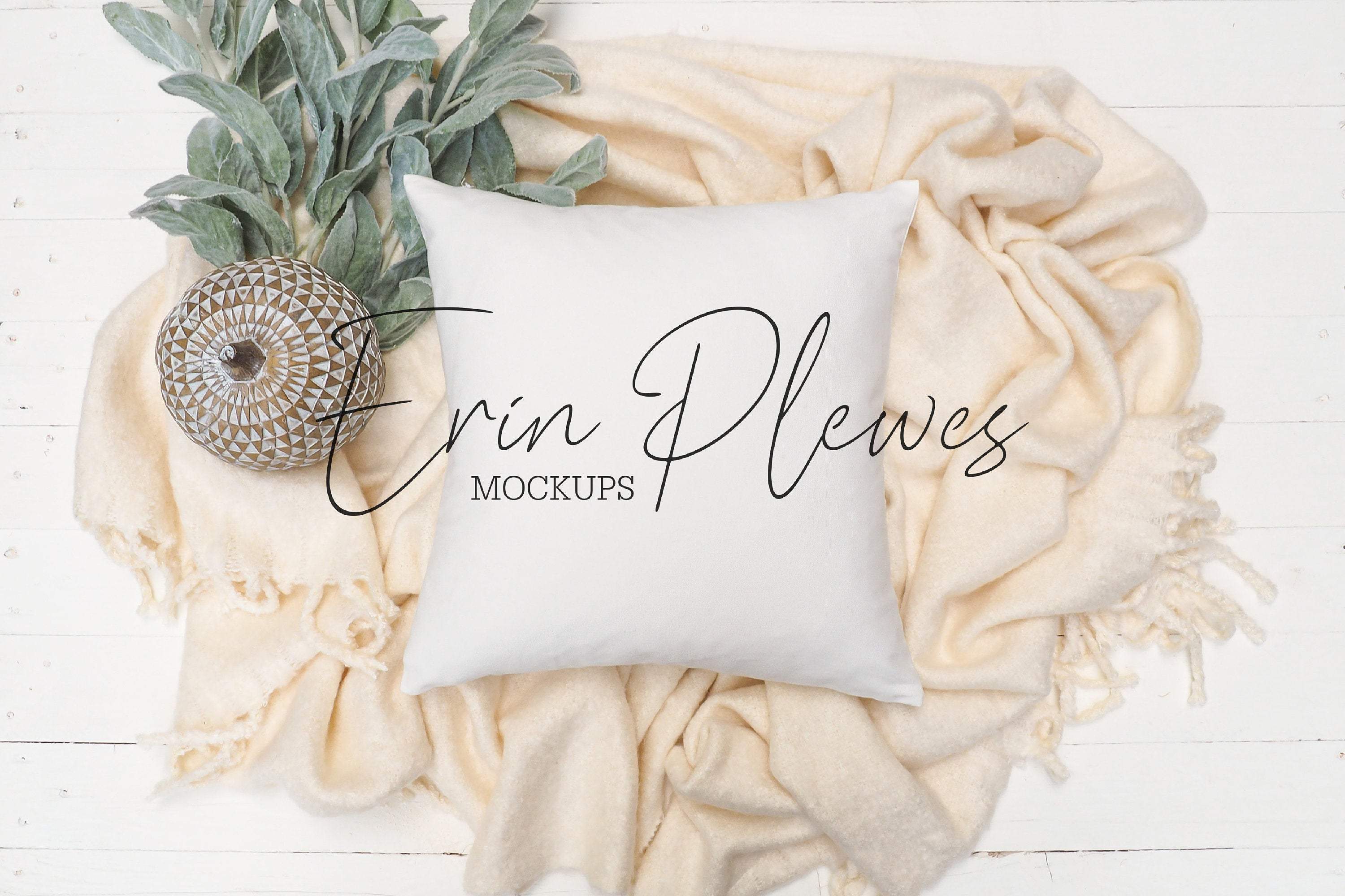 Download Pillow Mockup, Throw Pillow Mock Up with Blanket and ...