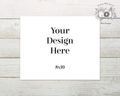 Poster Mockup Landscape, 8x10 Print mockup on farmhouse style white ru ...