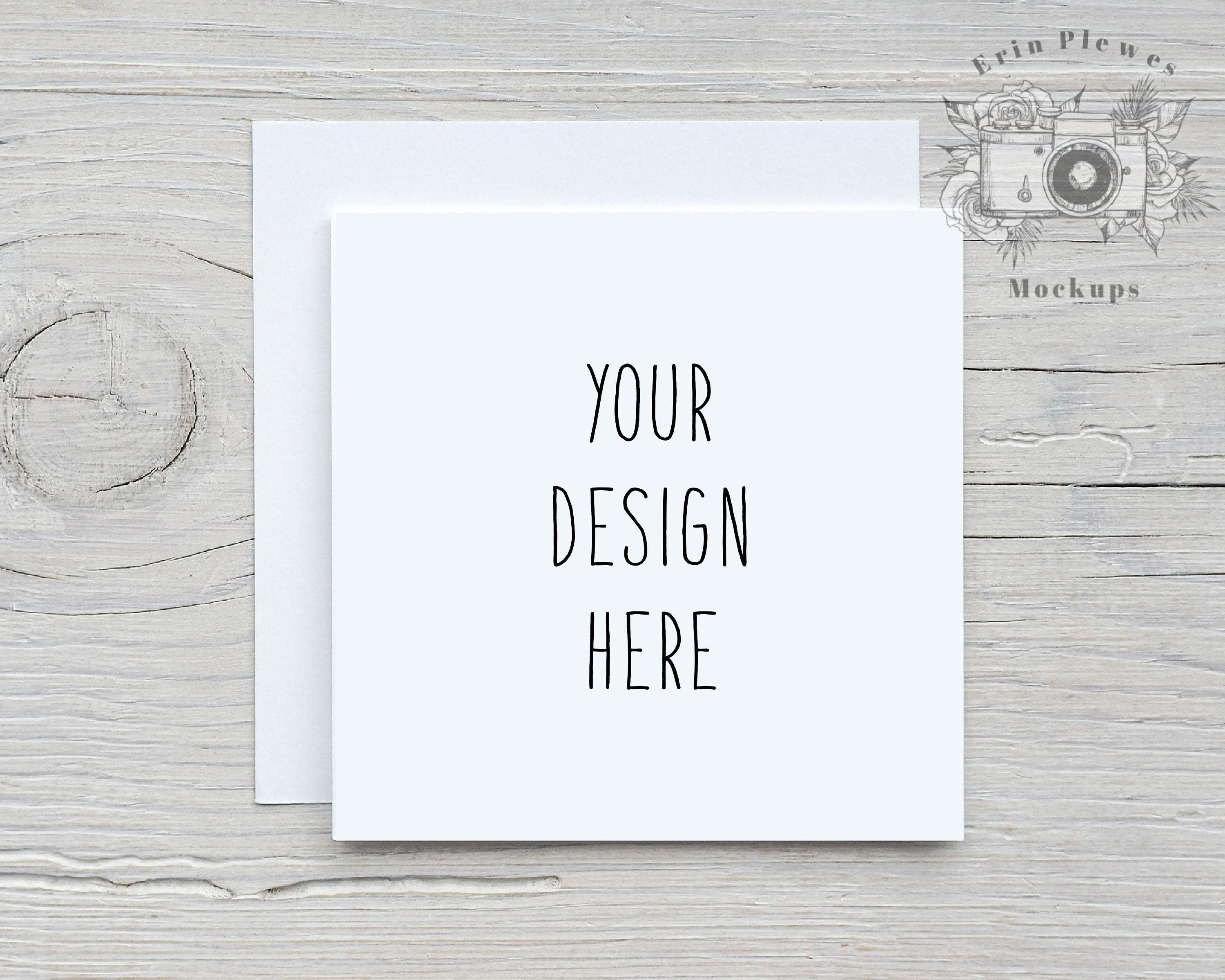 Square Card Mockup with White Envelope, Square Invitation Mock Up for ...