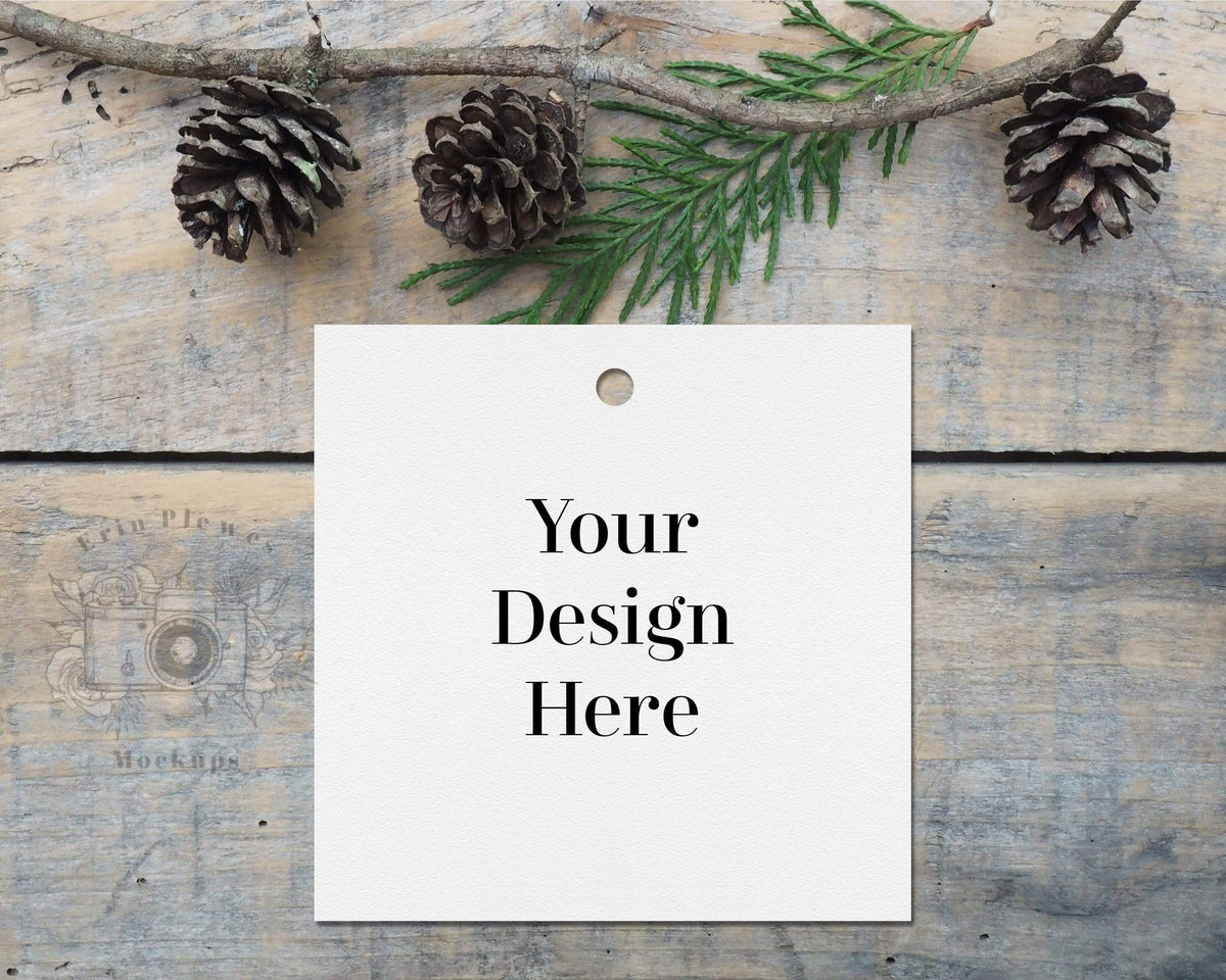 Download Square label mockup, Christmas gift tag mock up for ...