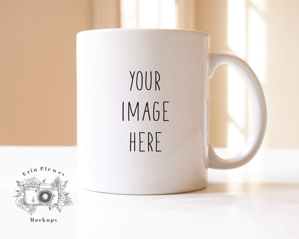 Download White Mug Mockup 11 Oz Coffee Cup Mock Up With Clean Bright Backgroun