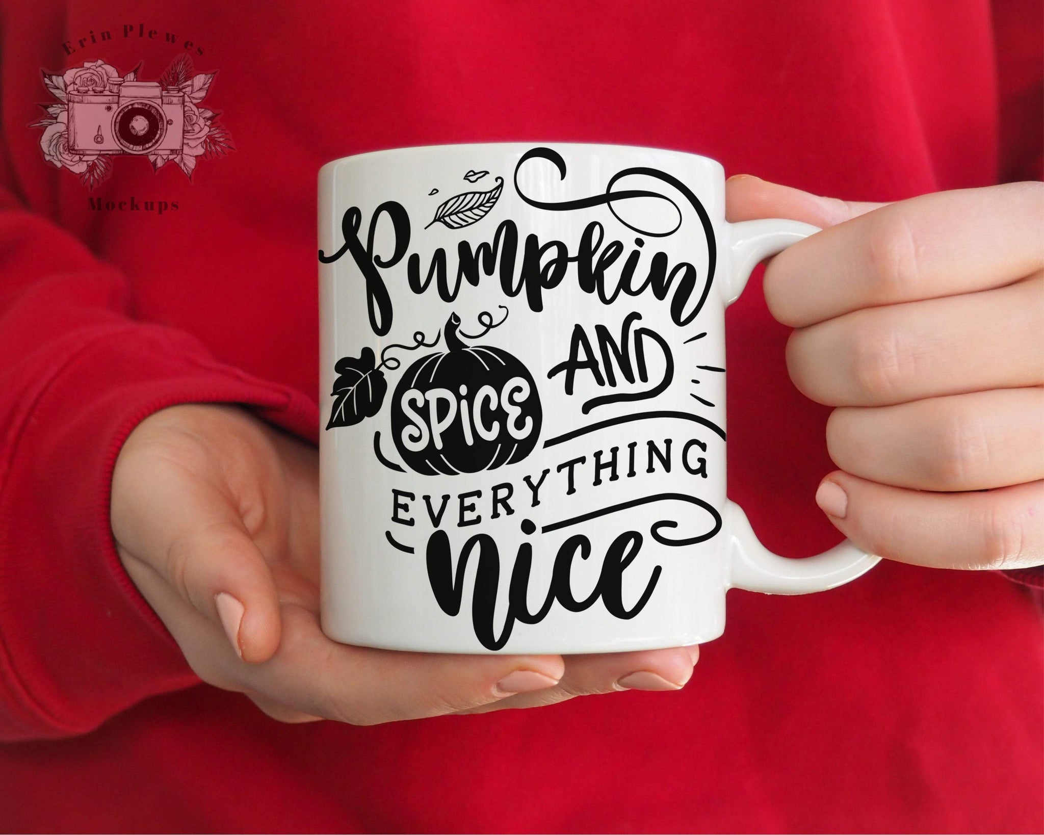 Download Woman in a knitted orange sweater Printful Mug Mockup Hands holding white coffee mug mock up Mug ...