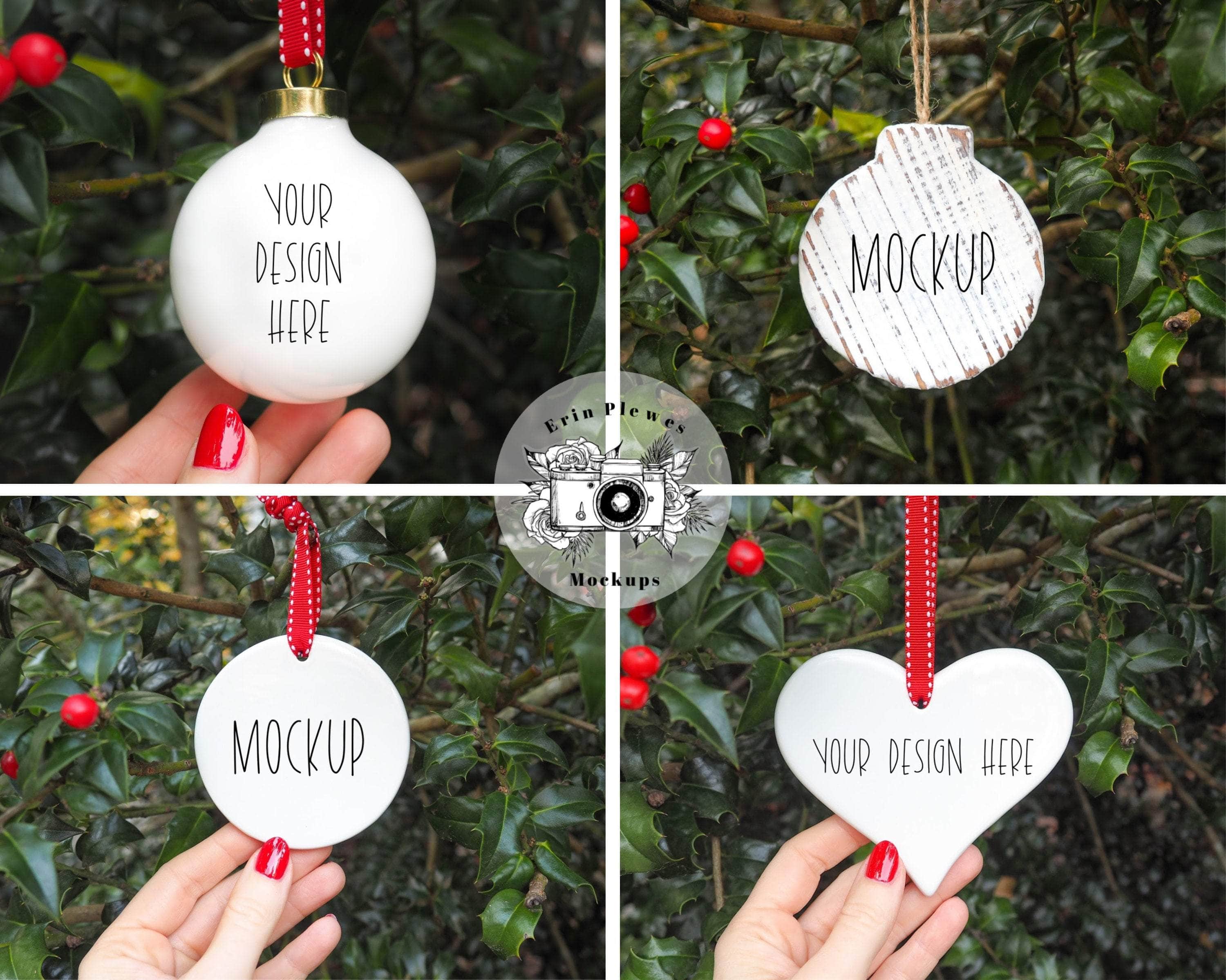 Download Ornament Mockup Bundle, Christmas ornament mock up set of 12 holiday c