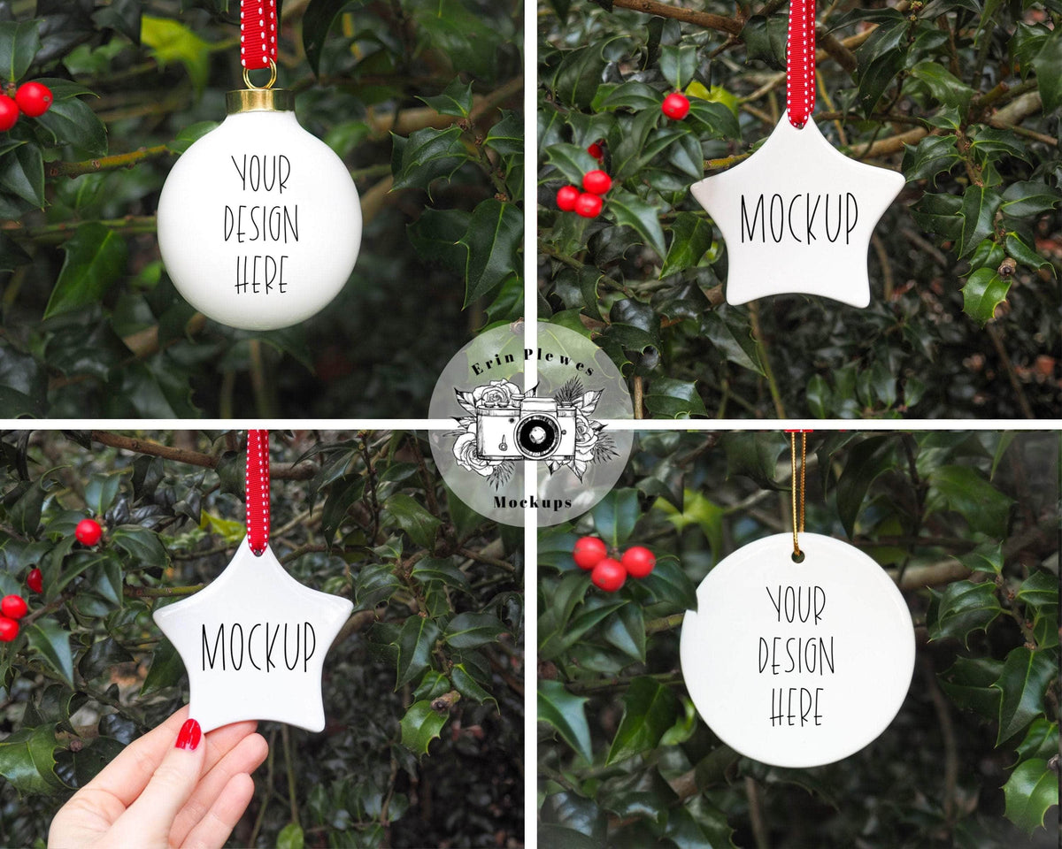 Download Ornament Mockup Bundle, Christmas ornament mock up set of 12 holiday c