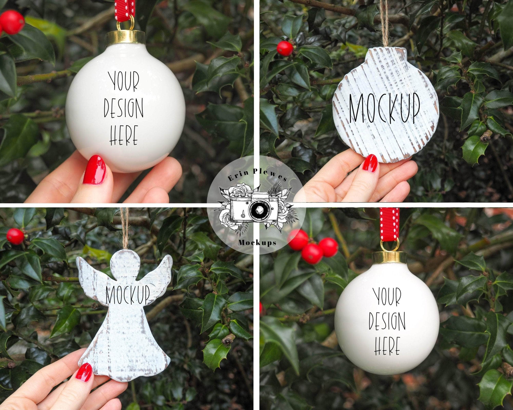 Download Ornament Mockup Bundle, Christmas ornament mock up set of 12 holiday c