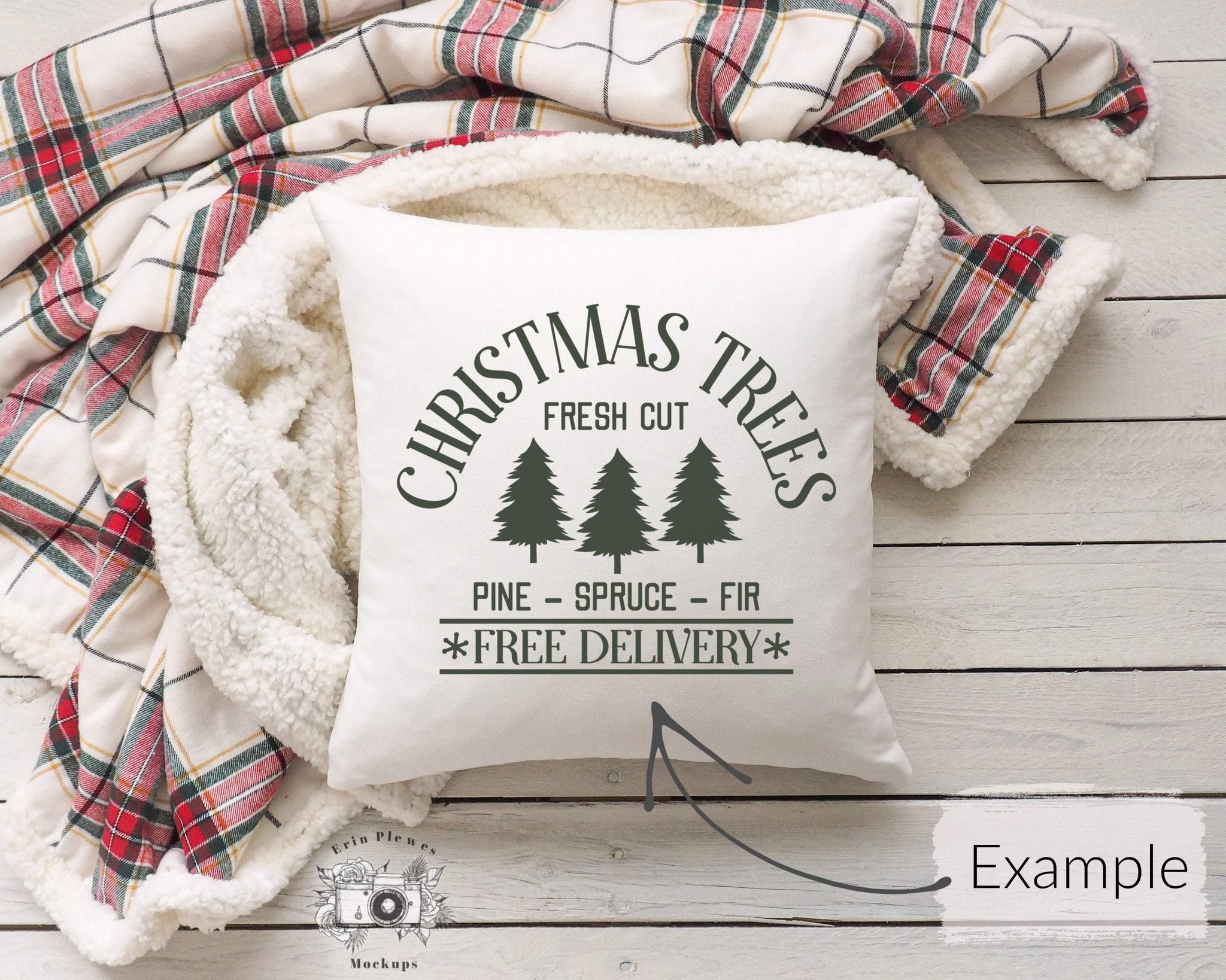 Download Square Pillow Mockup Pillow Mockup With Red Plaid Blanket For Christm