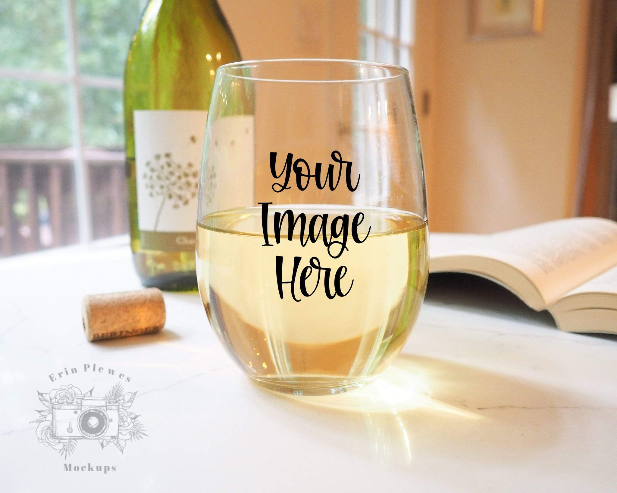 Download Stemless Wine Glass Mockup Wine Glass Mock Up With Bottle And Book Li