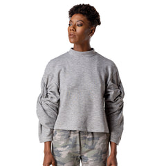 Twist Sleeve Mock Neck Sweatshirt