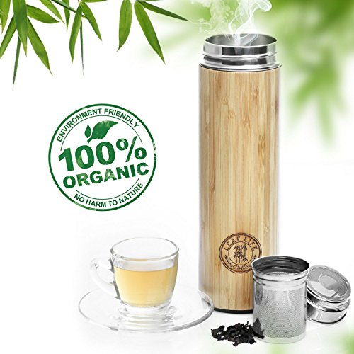 Original Bamboo Tumbler With Tea Infuser Strainer By Leaflife 17oz Bamboo Roots Eco