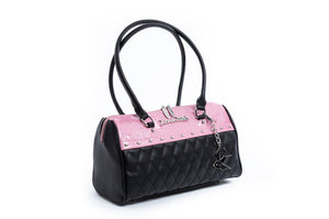 Bashful Blush & Black Matte Double Bow Tote