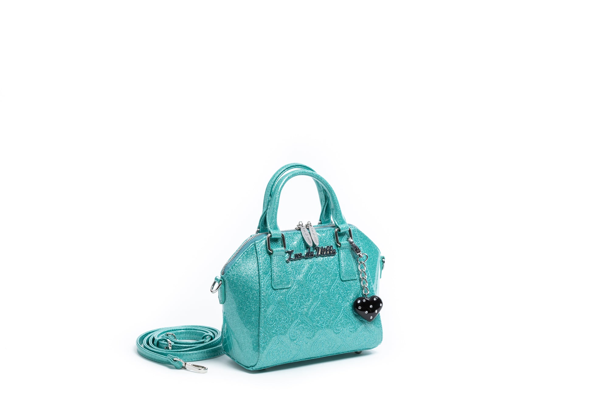 Mermaid Blue Sparkle & Black Double Bow Tote