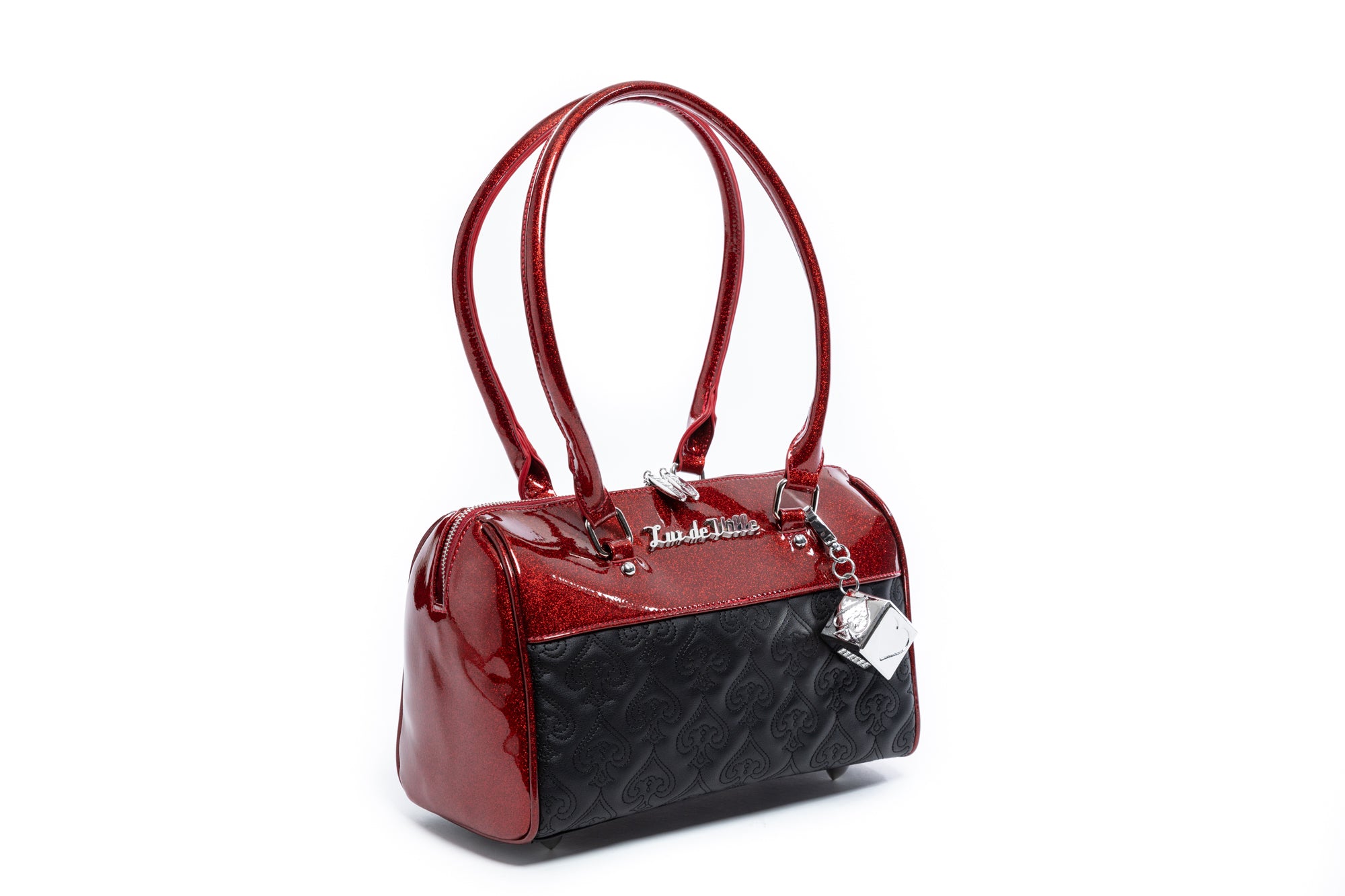 LUX DE VILLE MINI ATOMIC TOTE BLK/RED SPARKLE