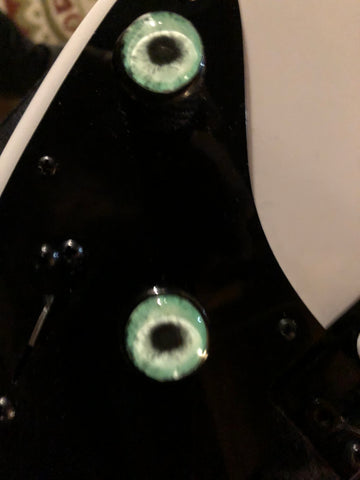 16mm Glow-in-the-dark Zombie glass eyes on Guitar