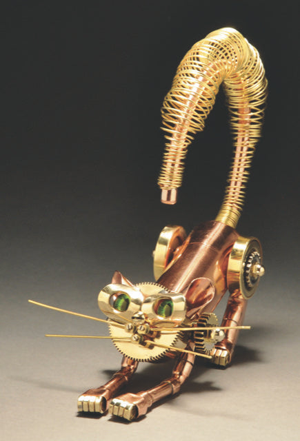 steampunk cat sculpture