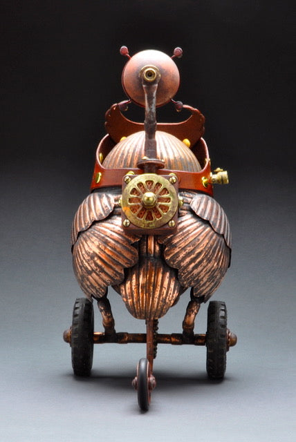 steampunk owl sculpture back side