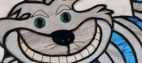 Stained Glass Cheshire Cat with High Dome Cheshire Cat Glass Eyes