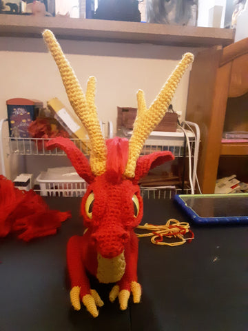 handmade red dragon from book