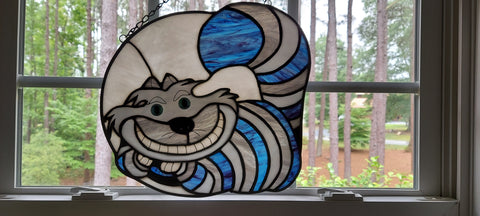 Stained Glass Cheshire Cat with High Dome Cheshire Cat Glass Eyes