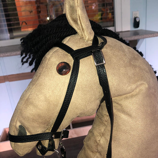 handmade hobby horse with realistic horse glass eyes