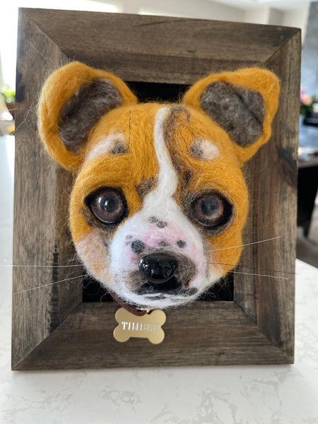 3D pet tribute dog with brown eyes