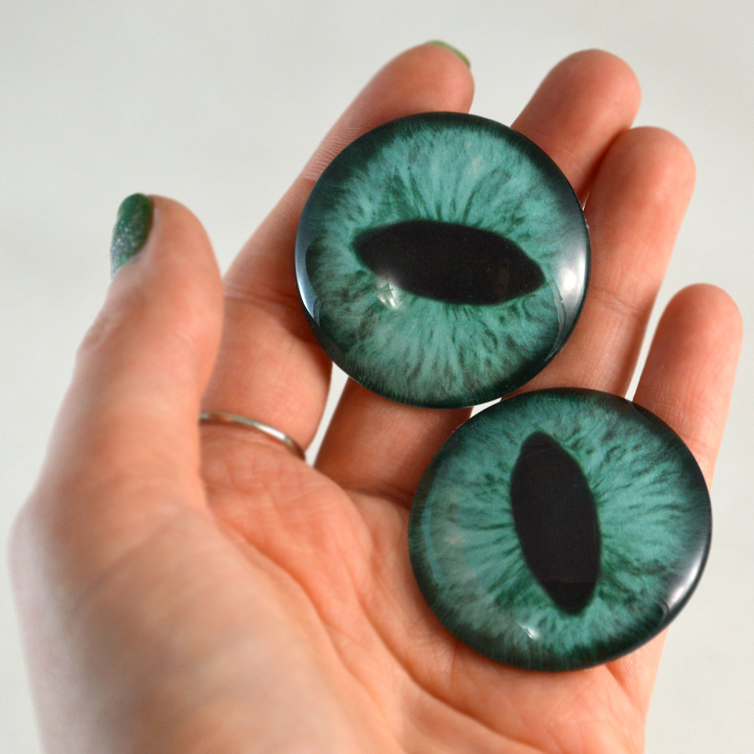 Teal Cat Glass Eyes Handmade Glass Eyes