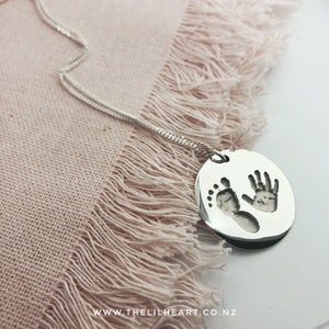 sterling silver handprint footprint pendant