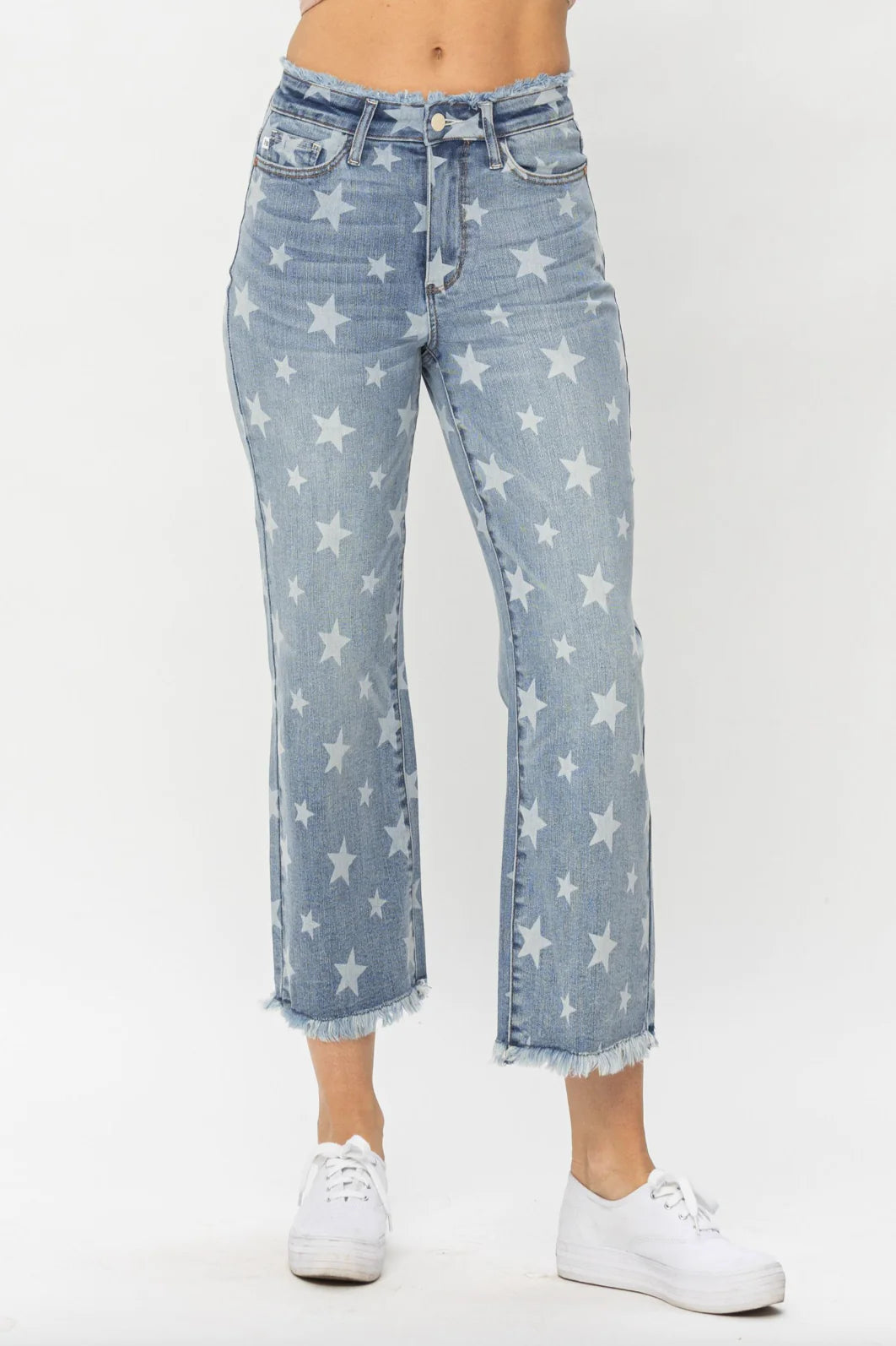 Georgia High Waisted Star Print Cropped Straight Jean