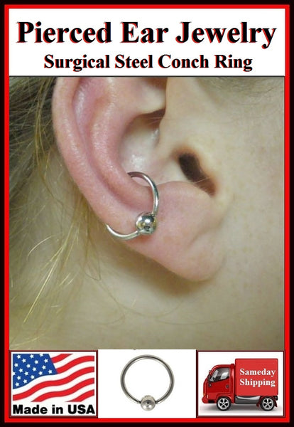 Sterilized Plain Surgical Steel CONCH Ring.