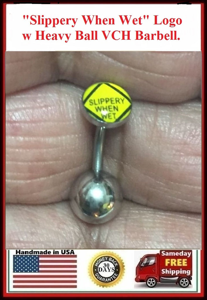 Slippery When Wet Logo Vch Heavy Ball Piercing Barbell For Extra Press Xtc Jewelry