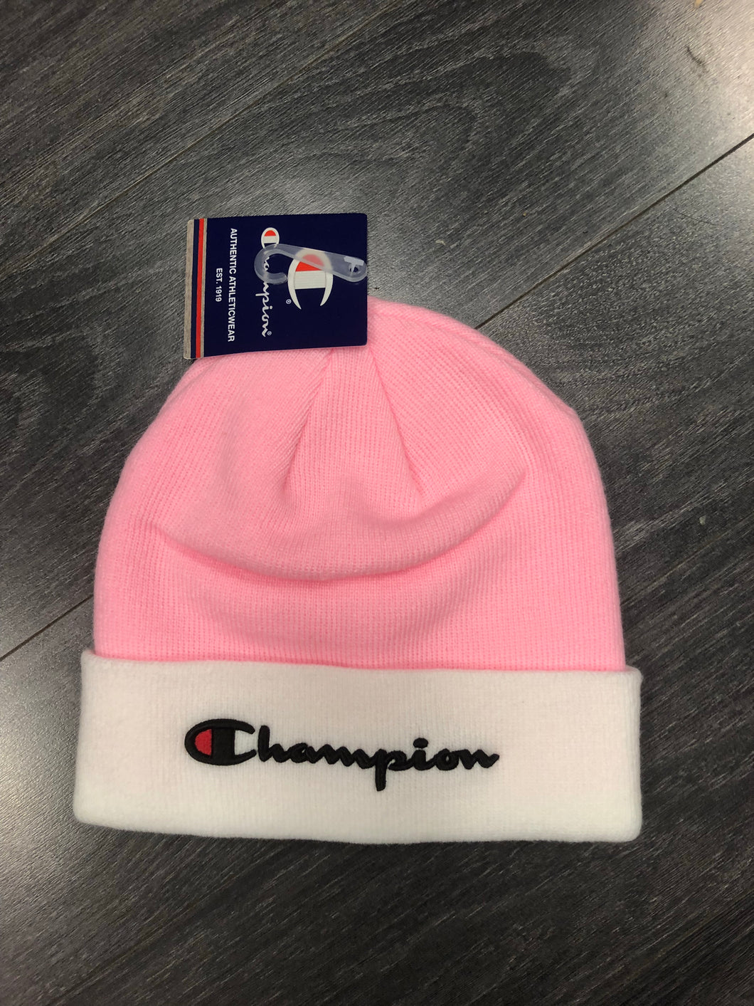 pink champion beanie