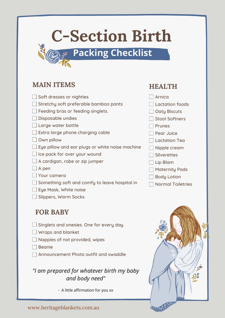 C-Section Hospital Bag Checklist and packing tips