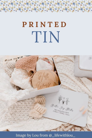 Printed tin keepsake box by tleaf collections