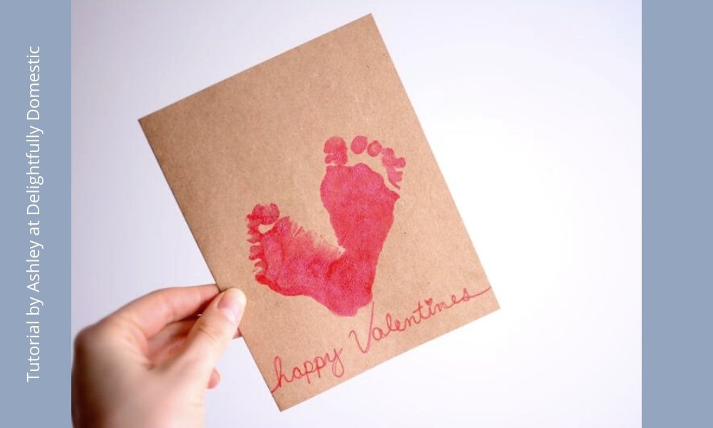 Baby Valentines first card with foot print