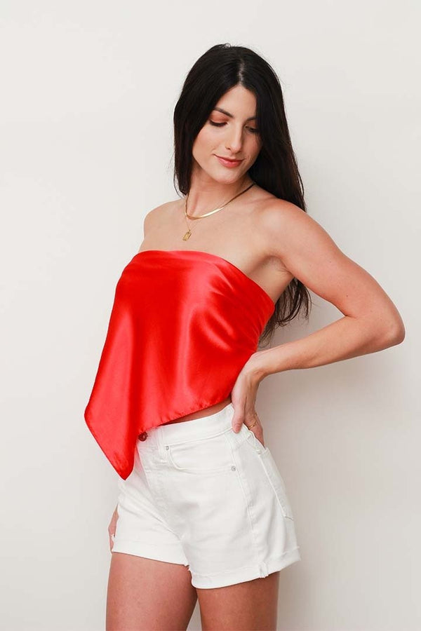 Silk Scarf Top in Red