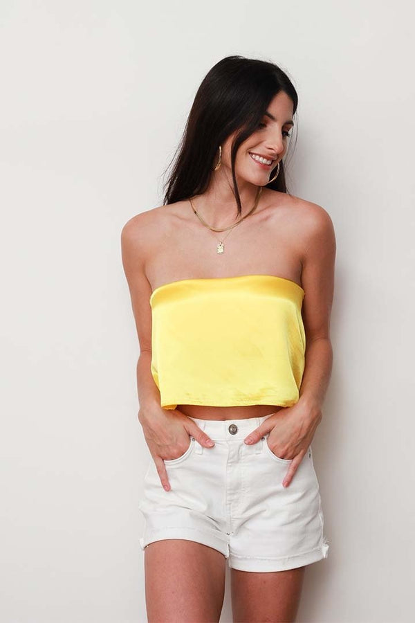 Silk Scarf Top in Yellow