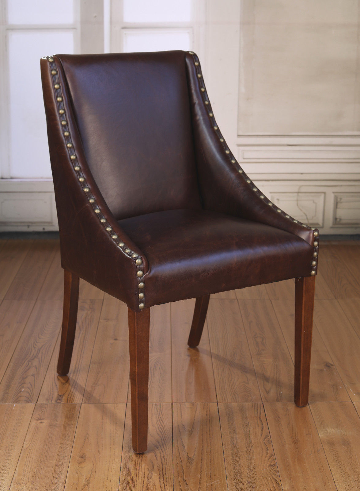 Dining Chair Italian Leather Top Grain Tan French Provincial