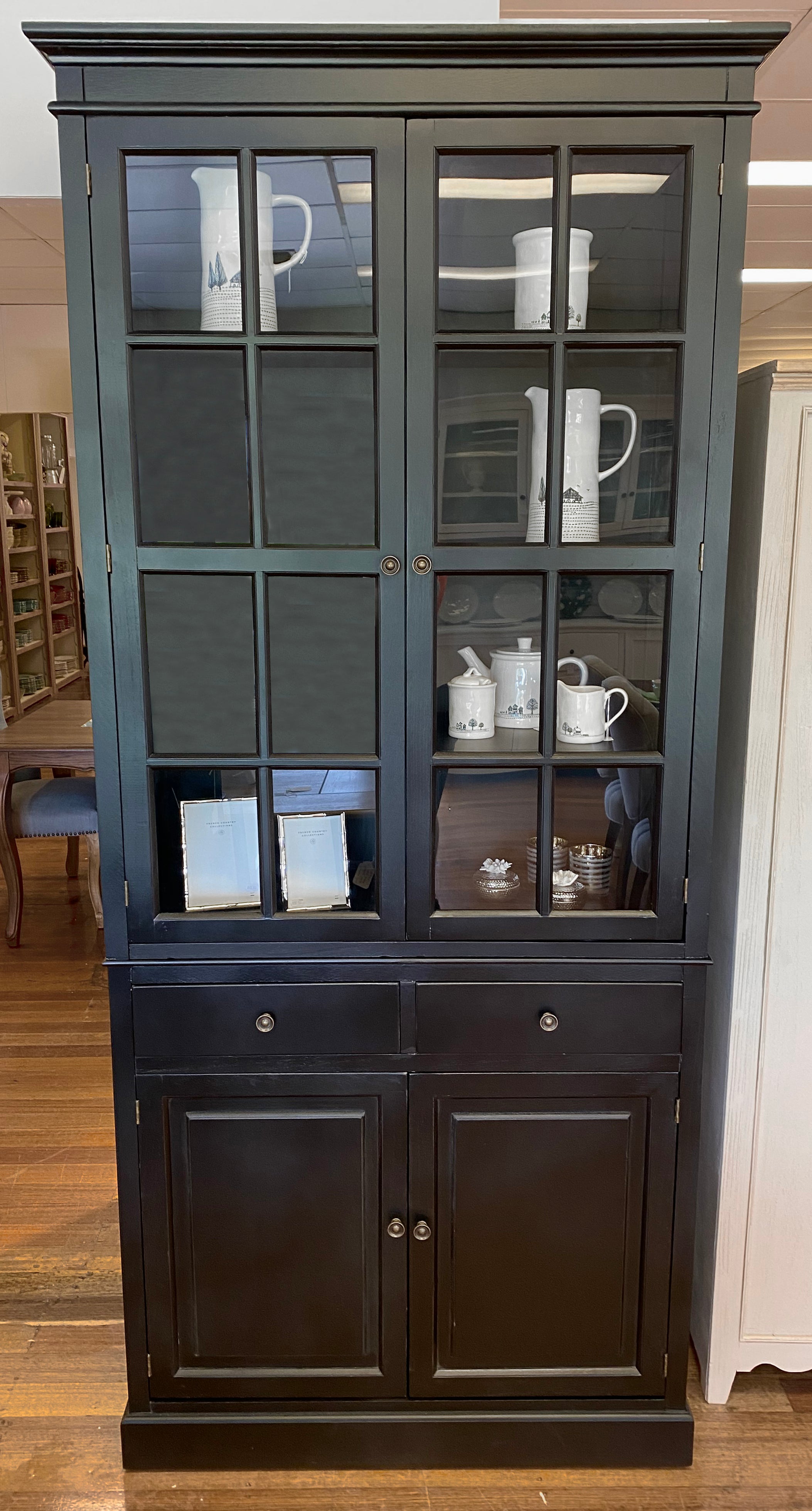 Kitchen Buffet & Hutch Unit Black Dresser Hamptons | Buffet and Hutch