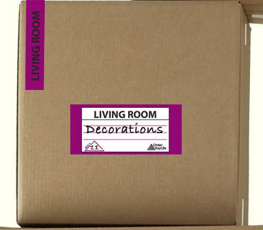 Magenta Living Room Moving Label