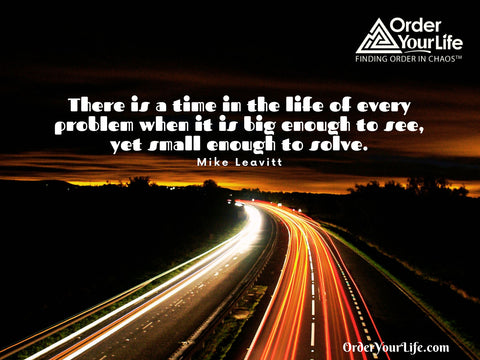 There is a time in the life of every problem when it is big enough to see, yet small enough to solve. ~ Mike Leavitt