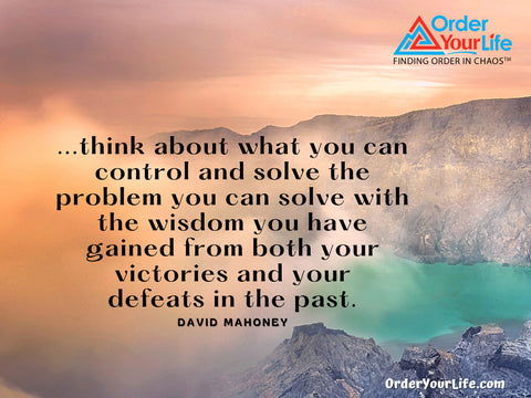 ...think about what you can control and solve the problem you can solve with the wisdom you have gained from both your victories and your defeats in the past. ~ David Mahoney