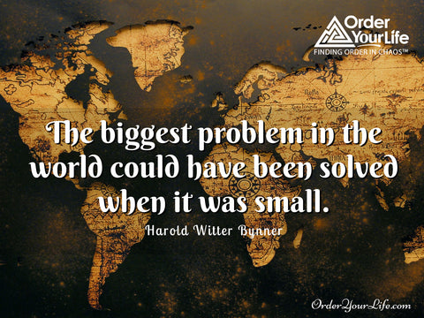 The biggest problem in the world could have been solved when it was small. ~ Harold Witter Bynner 