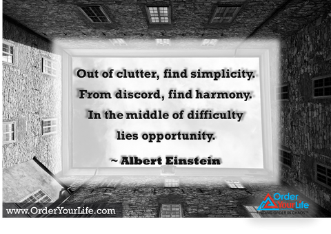 Out of clutter, find simplicity. From discord, find harmony. In the middle of difficulty lies opportunity. ~ Albert Einstein