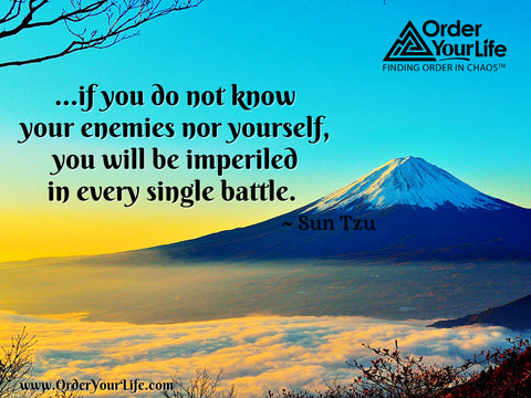 ...if you do not know your enemies nor yourself, you will be imperiled in every single battle. ~ Sun Tzu