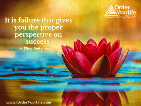 It is failure that gives you the proper perspective on success. ~ Ellen DeGeneres