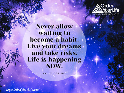 Never allow waiting to become a habit. Live your dreams and take risks. Life is happening now. ~ Paulo Coelho