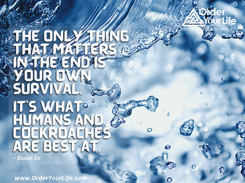 The only thing that matters in the end is your own survival. It’s what humans and cockroaches are best at. ~ Susan Ee