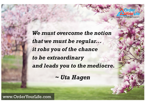 We must overcome the notion that we must be regular...it robs you of the chance to be extraordinary and leads you to the mediocre. ~ Uta Hagen